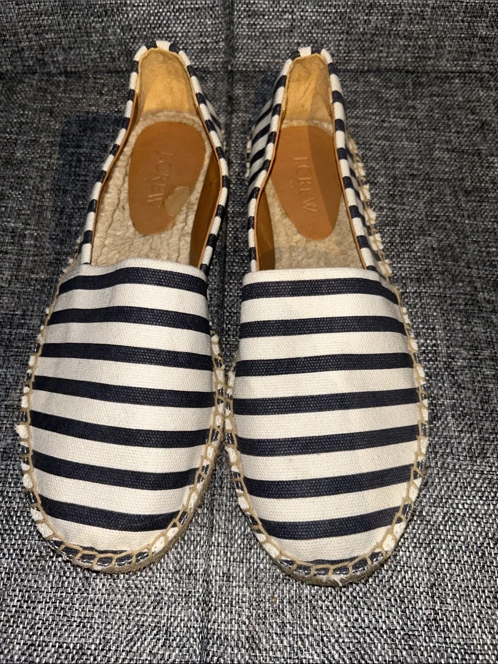 NEW - J. Crew Navy and White Striped Espadrille Flats